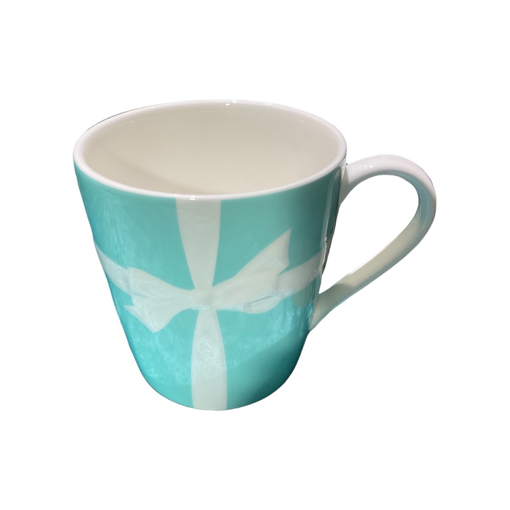 Tiffany's & Co. Ceramic Cup Turqoise with White Bow.